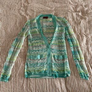 Missoni Green and Blue Chevron Cardigan